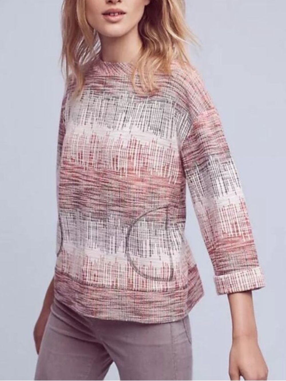 Anthropologie Postmark Soundwaves Sweater-Textured Knit-Boxy Fit-Size XS